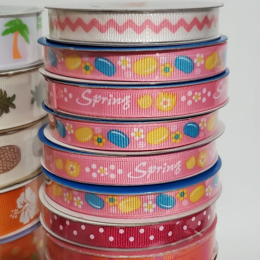 Lot Spring Summer Grosgrain Satin Ribbon Hair Bow Supplies Hairclip Jellybean Pi